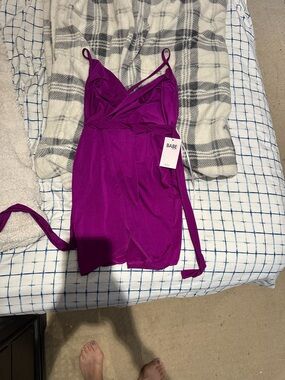 Babe Purple Wrap Minidress